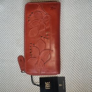 Frye clutch/ wallet.BRAND NEW, NEVER USED.  MELISSA STUDDED ZIP WALLET.SANDSTONE